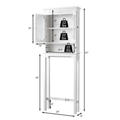Bathroom Space Saver Carved Top Toilet Rack with Adjustable Shelf