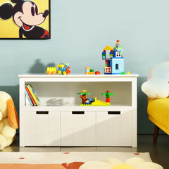 Kid Toy Storage Cabinet Drawer Chest with Wheels and Large Storage Cube Shelf