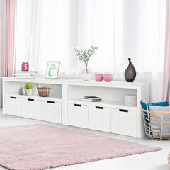 Kid Toy Storage Cabinet Drawer Chest with Wheels and Large Storage Cube Shelf