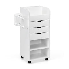 Wooden Utility Rolling Craft Storage Cart with Lockable Casters