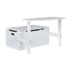 3-in-1 Kids Convertible Storage Bench Wood Activity Table and Chair Set