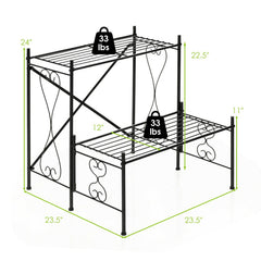 2-Tier Metal Plant Stand Garden Shelf