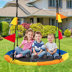 40 Inch Flying Saucer Tree Swing with Hanging Straps Monkey