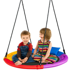 40 inch Saucer Tree Outdoor Round Platform Swing with Pillow and Handle