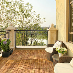27 Pieces Acacia Wood Interlocking Patio Deck Tile