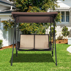 2-Person Patio Swing with Adjustable Canopy and 2 Storage Pocket