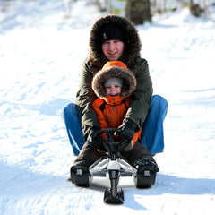 44 x 20 Inch Kids Snow Sled with Steering Wheel and Double Brakes