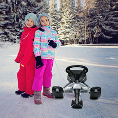 44 x 20 Inch Kids Snow Sled with Steering Wheel and Double Brakes