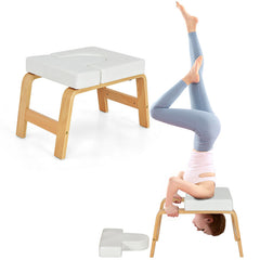 Yoga Headstand Wood Stool with PVC Pads