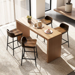 Industrial 24.5 Inches Bar Stool with Backrest and Saddle Seat
