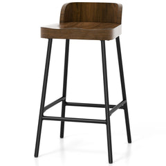 Industrial 24.5 Inches Bar Stool with Backrest and Saddle Seat