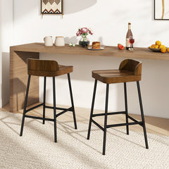 Industrial 24.5 Inches Bar Stool with Backrest and Saddle Seat