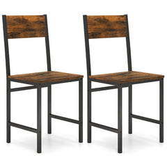 Industrial Kitchen Side Chairs Set of 2 with Metal Legs and Slanted Back