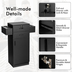 Salon Station Storage Cabinet with 6 Hair Dryer Holders for Hair Stylist
