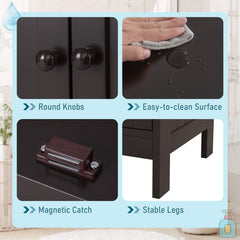 2-Door Freestanding Wooden Bathroom Cabinet with Adjustable Shelf