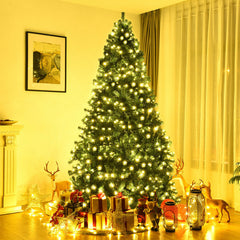 7/7.5/8 Feet Pre-lit Artificial Natural Christmas Tree with LED Lights