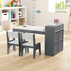 Kids Art Table and Chairs Set with 2 Chairs and Paper Roll