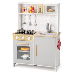 Kids Kitchen Playset with Lights Sounds Microwave Stoves Sink Oven and Cooking Accessories