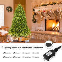 5/6 Feet Artificial Fir Christmas Tree with LED Lights and 600/1250 Branch Tips