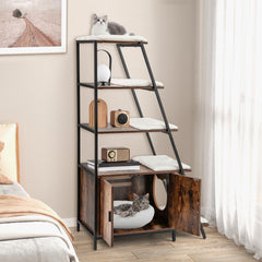 Large Cat Litter Box Enclosure with Storage and Ladder Shelf