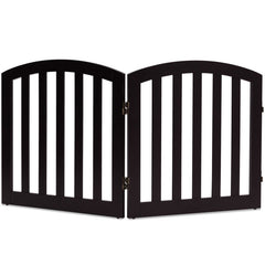 24 Inch 2 Panel Configurable Folding Free Standing Wooden Pet Safety Fence with Arched Top
