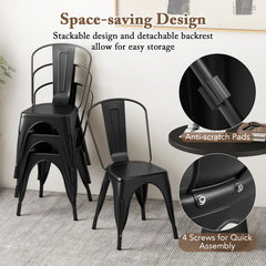 Metal Dining Chairs Set of 4 with Removable Backrest for Dining Room Restaurant Living Room