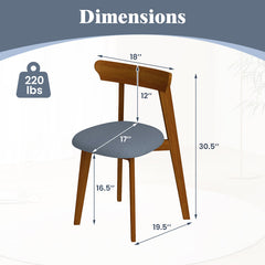 Mid-Century Modern Kitchen Chairs with Rubber Wood Frame and Padded Seat
