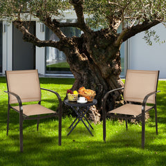 Set of 2 Patio Stackable Dining Chairs with Armrests Garden Deck