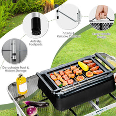Aluminum Grill Table with Iron Mesh Top