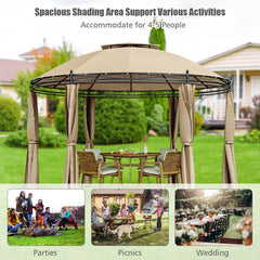 11.5 Feet Outdoor Patio Round Dome Gazebo Canopy Shelter with Double Roof Steel