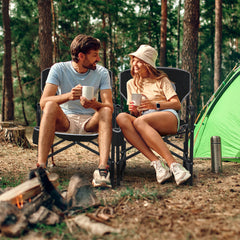Outdoor Rocker Camping Chair with Dual Springs and Padded Back