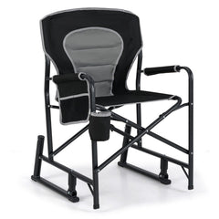 Outdoor Rocker Camping Chair with Dual Springs and Padded Back