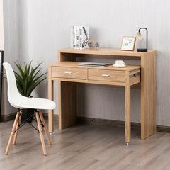 Extendable Computer Desk with Pull Out Secondary Desk