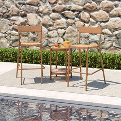 Patio Barstools Set of 4 with Rattan Seat and Metal Backrest