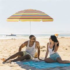 6.5 Feet Beach Umbrella with Tilt Mechanism and Carry Bag