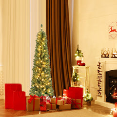 Pencil Christmas Tree with Memory Wire Branch Tips and Warm LED Lights