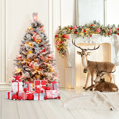 4.5/6/7 Feet Artificial Xmas Tree with Pine Needles and LED Lights