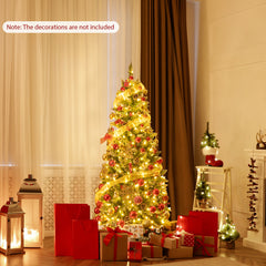5/6/7 Feet Pre-lit Pencil Christmas Tree with Pine Cones and Red Berries