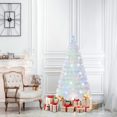 5/6/7 Feet Pre-Lit Fiber Optic Artificial Christmas Tree with Iridescent Leaves