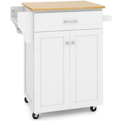 Rolling Kitchen Island with Spice Rack and Adjustable Shelf