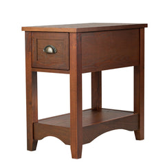 Contemporary Chairside End Table with Drawer and Open Shelf