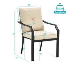 4 Pieces Outdoor Dining Set with Removable Cushions and Steel Frame