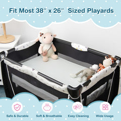 38 x 26 Inch Dual Sided Pack and Play Baby Mattress Pad with Removable Washable Cover