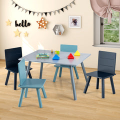 5 Pieces Kids Wooden Activity Play Furniture Set with Building Blocks