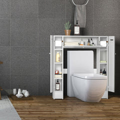 Over The Toilet Storage Cabinet with 2 Cabinets and Adjustable Shelves