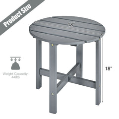 18 Inch Patio Round Side Wooden Slat End Coffee Table for Garden