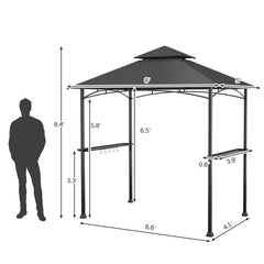 8 x 5 Feet Outdoor Double-Tiered Barbecue Grill Gazebo Canopy Tent BBQ Shelter