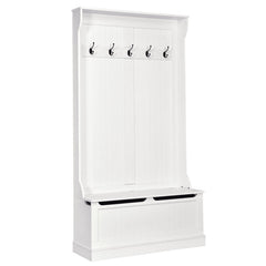 3-in-1 Hall Tree Coat Rack Shoe Bench with Hooks and Bottom Storage for Entryway