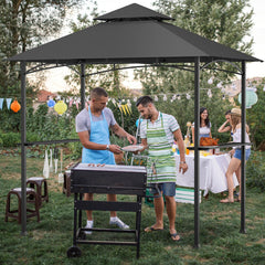 8 x 5 Feet Outdoor Double-Tiered Barbecue Grill Gazebo Canopy Tent BBQ Shelter