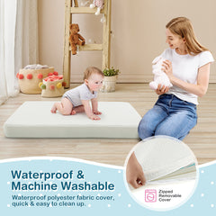 38 x 26 Inch Dual Sided Pack and Play Baby Mattress Pad with Removable Washable Cover